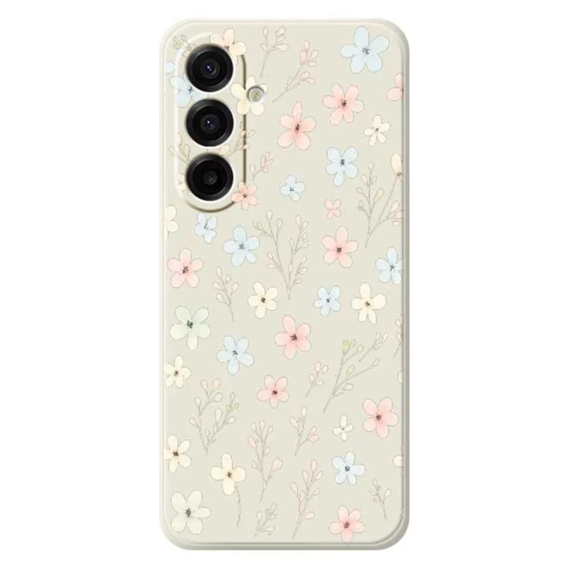 Étui pour Samsung Galaxy A17 5G avec motif de petites branches de fleurs, impression sur bord droit, couverture arrière de téléphone en TPU - Beige