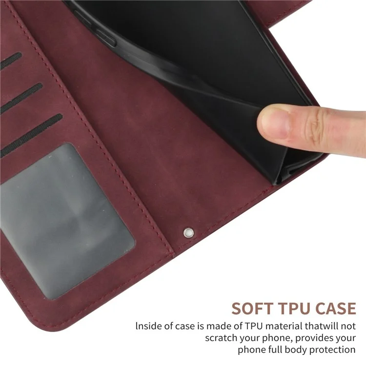 Case de Teléfono de Cierre Magnético Para Samsung Galaxy M13 4G, HT04 HT04 Imprimido Para la Piel Tirador de Girasol PU Cuero de Cuero Cubierta Protectora Con Correa Para el Hombro - Vino Rojo