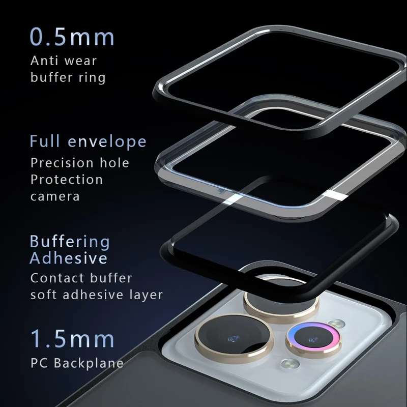 For Realme 15 Pro 5G / 15 5G Case Skin-Touch TPU + PC Matte Phone Back Cover, Transparent Black