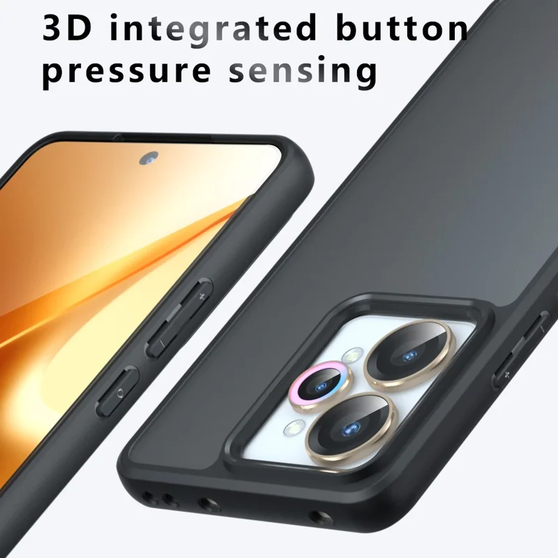 For Realme 15 Pro 5G / 15 5G Case Skin-Touch TPU + PC Matte Phone Back Cover, Transparent Black