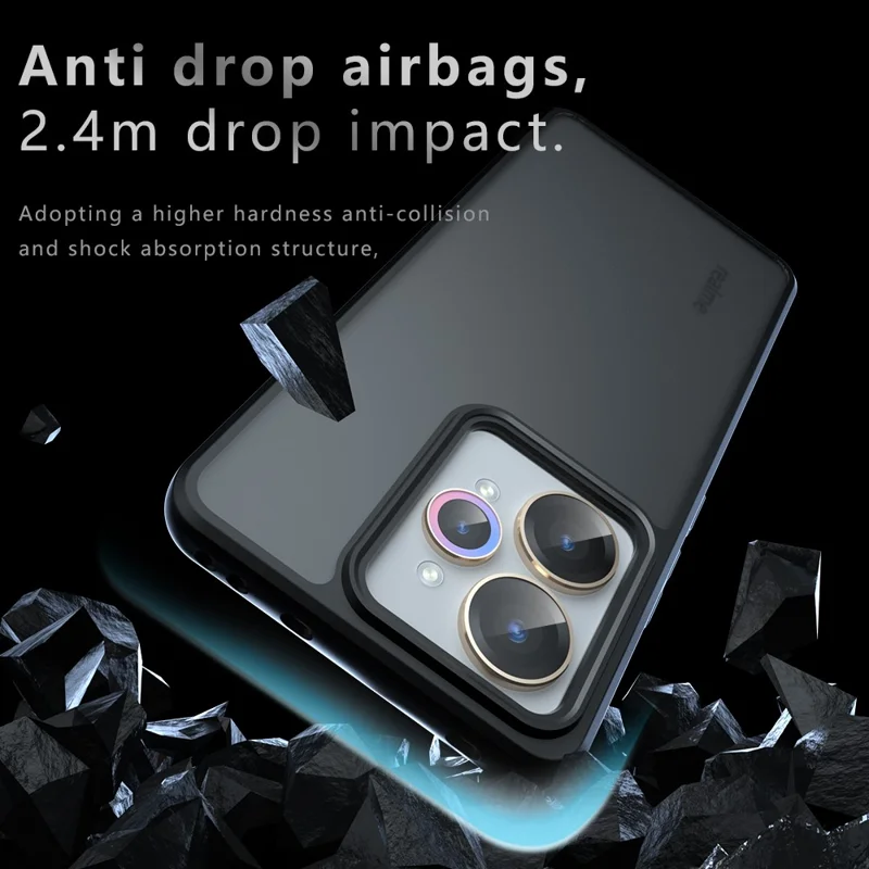 For Realme 15 Pro 5G / 15 5G Case Skin-Touch TPU + PC Matte Phone Back Cover, Transparent Black
