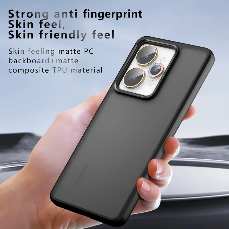 For Realme 15 Pro 5G / 15 5G Case Skin-Touch TPU + PC Matte Phone Back Cover, Transparent Black