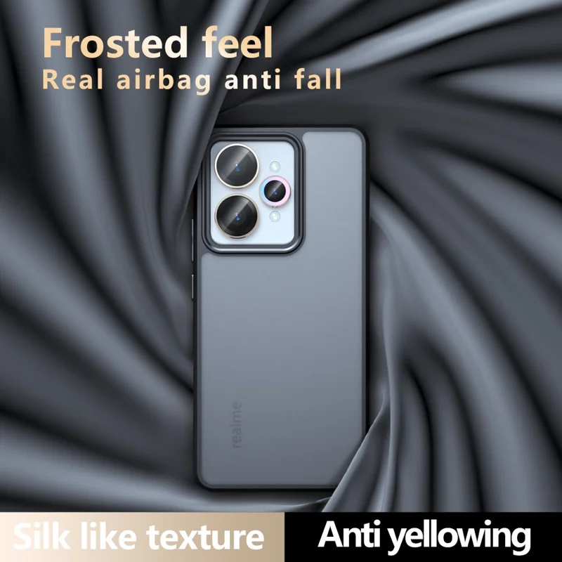 For Realme 15 Pro 5G / 15 5G Case Skin-Touch TPU + PC Matte Phone Back Cover, Transparent Black