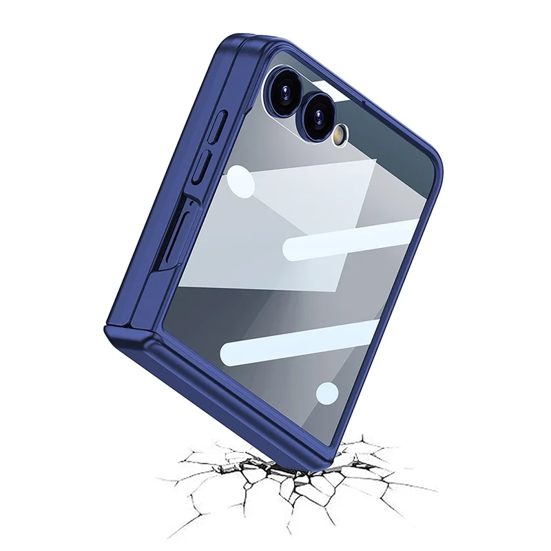 GKK For Samsung Galaxy Z Flip7 5G Case with Mirror Magnetic Folding Hinge PC Tempered Glass Phone Cover - Black