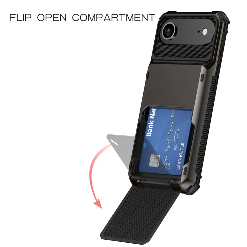 Per iPhone 17 Air Case PC + TPU Dual Layer Back Phone Cover con Porta Carte - Grigio