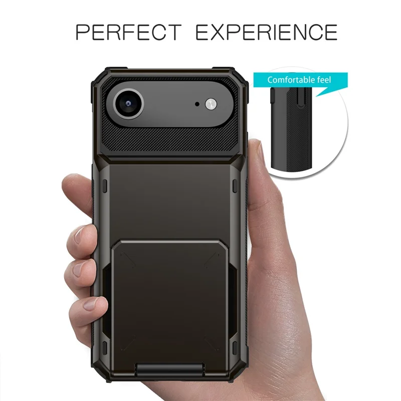 Per iPhone 17 Air Case PC + TPU Dual Layer Back Phone Cover con Porta Carte - Grigio