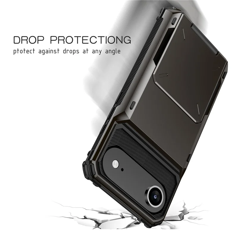 For iPhone Air Case PC + TPU Dual Layer Back Phone Cover with Card Holder - Rose Gold