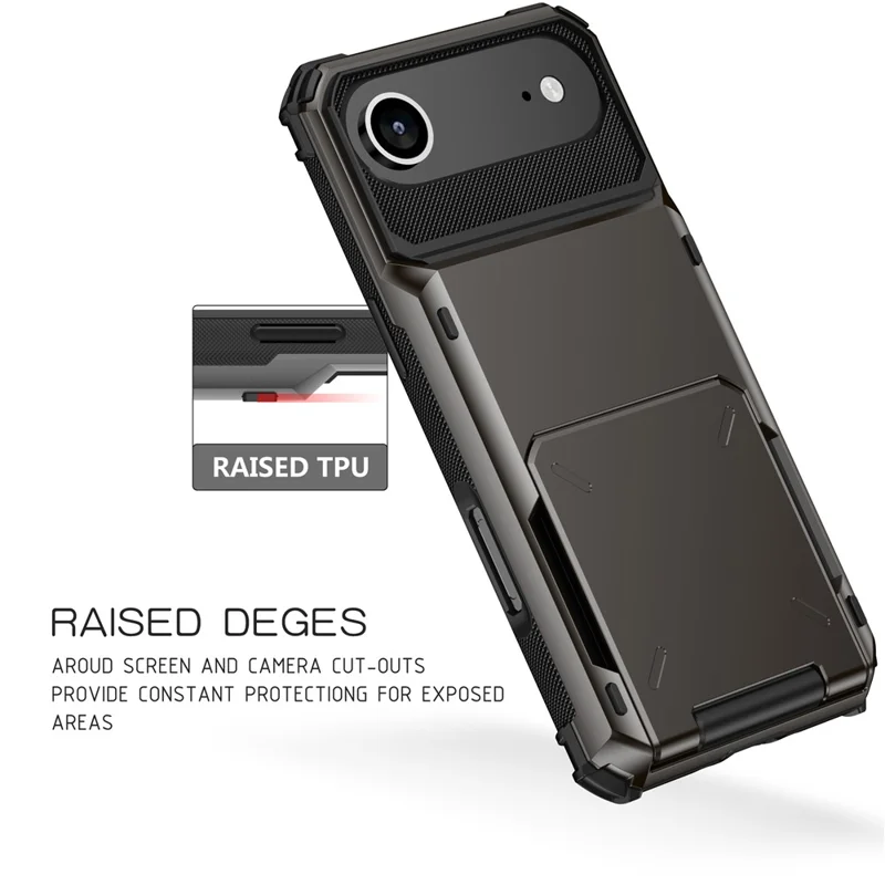 For iPhone Air Case PC + TPU Dual Layer Back Phone Cover with Card Holder - Rose Gold
