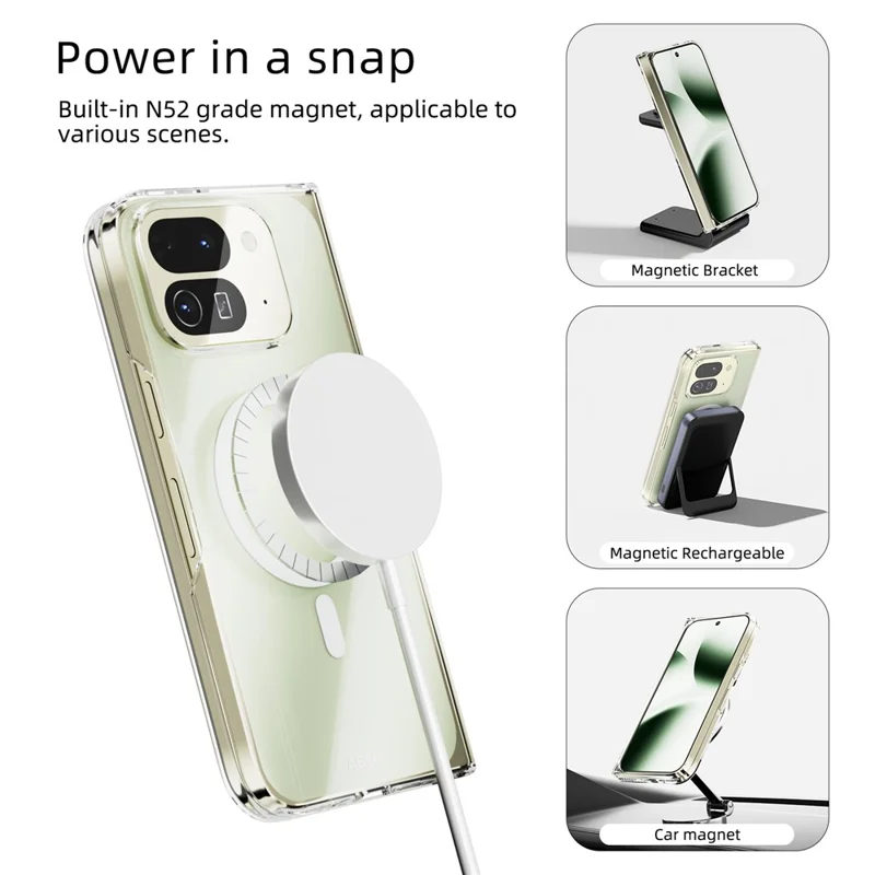 ABEEL Para Google Pixel 10 Pro Fold Capa Magnética Transparente PC Anti Arranhões Capa de Telefone