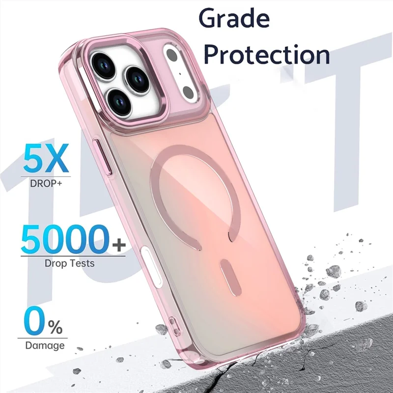 For iPhone 17 Pro Case Compatible with MagSafe Color Changing PC TPU Phone Back Cover - Pink