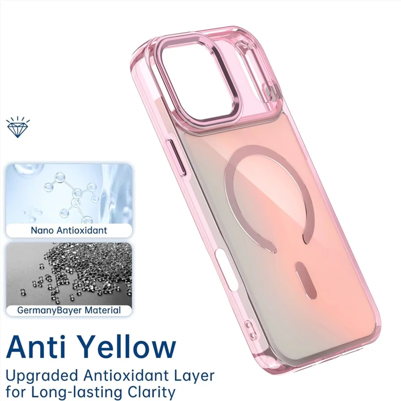 For iPhone 17 Pro Case Compatible with MagSafe Color Changing PC TPU Phone Back Cover - Pink