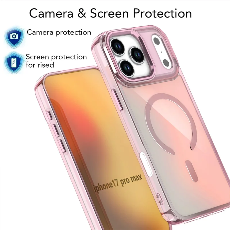 For iPhone 17 Pro Case Compatible with MagSafe Color Changing PC TPU Phone Back Cover - Pink