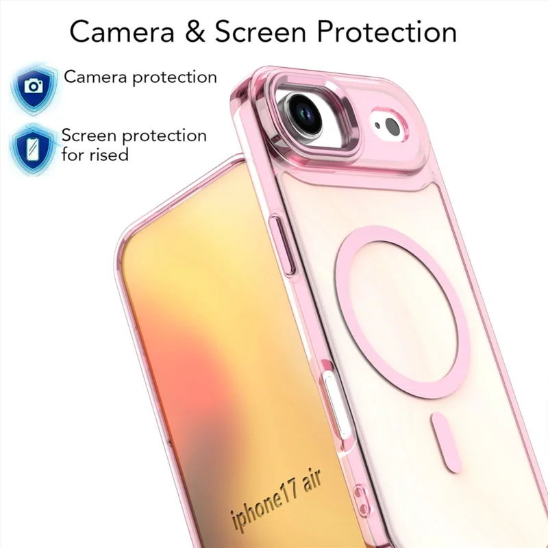 For iPhone Air Case Compatible with MagSafe Color Changing PC TPU Phone Back Cover - Pink
