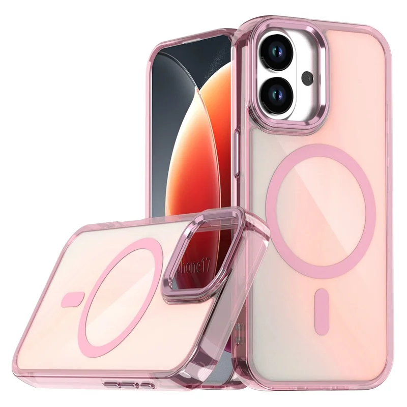For iPhone 17 Case Compatible with MagSafe Color Changing PC TPU Phone Back Cover - Pink