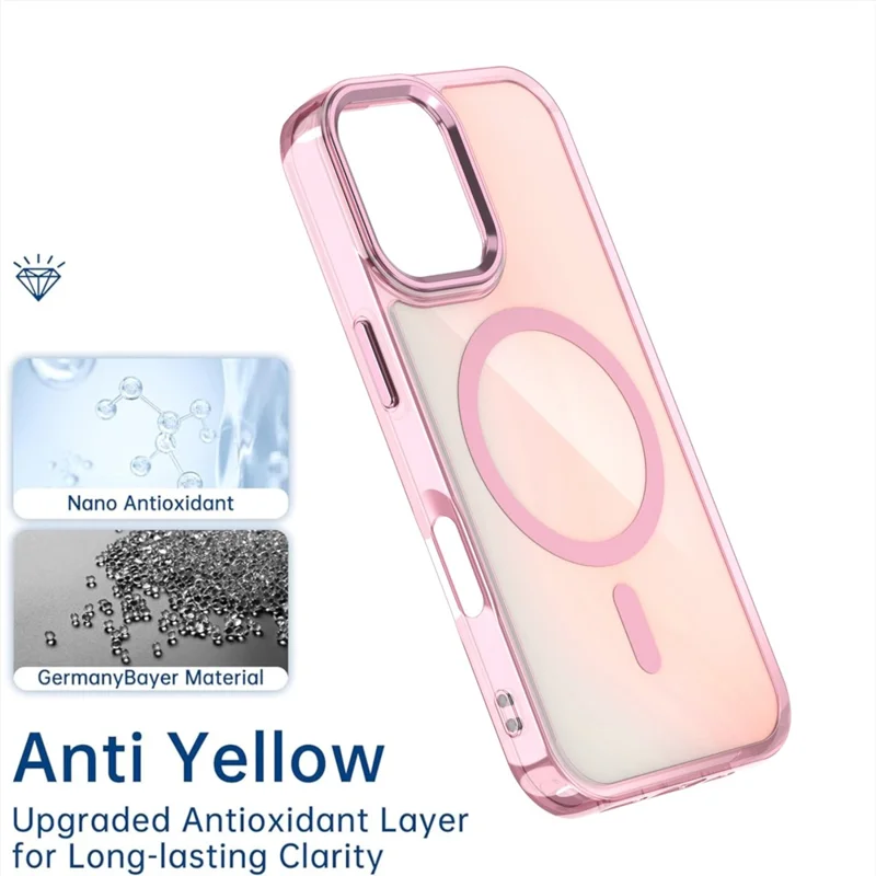 For iPhone 17 Case Compatible with MagSafe Color Changing PC TPU Phone Back Cover - Pink