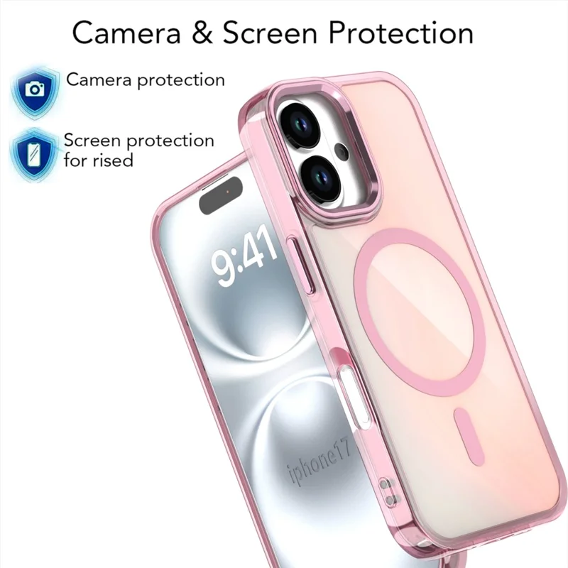 For iPhone 17 Case Compatible with MagSafe Color Changing PC TPU Phone Back Cover - Pink