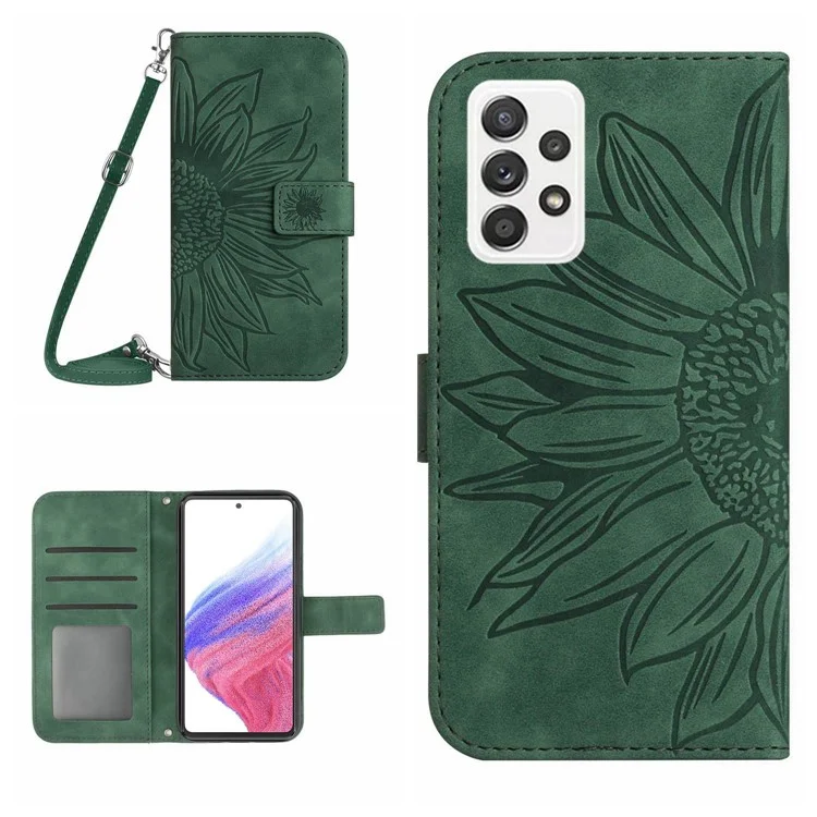 pu en Cuir Couvercle du Téléphone Pour Samsung Galaxy A73 5G, HT04 Soing Impresté Aignable Soutille Alignable Pautage Téléphon - Vert Foncé