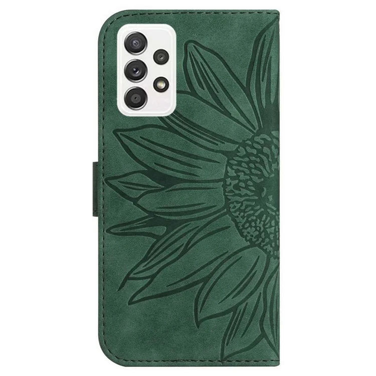 pu en Cuir Couvercle du Téléphone Pour Samsung Galaxy A73 5G, HT04 Soing Impresté Aignable Soutille Alignable Pautage Téléphon - Vert Foncé
