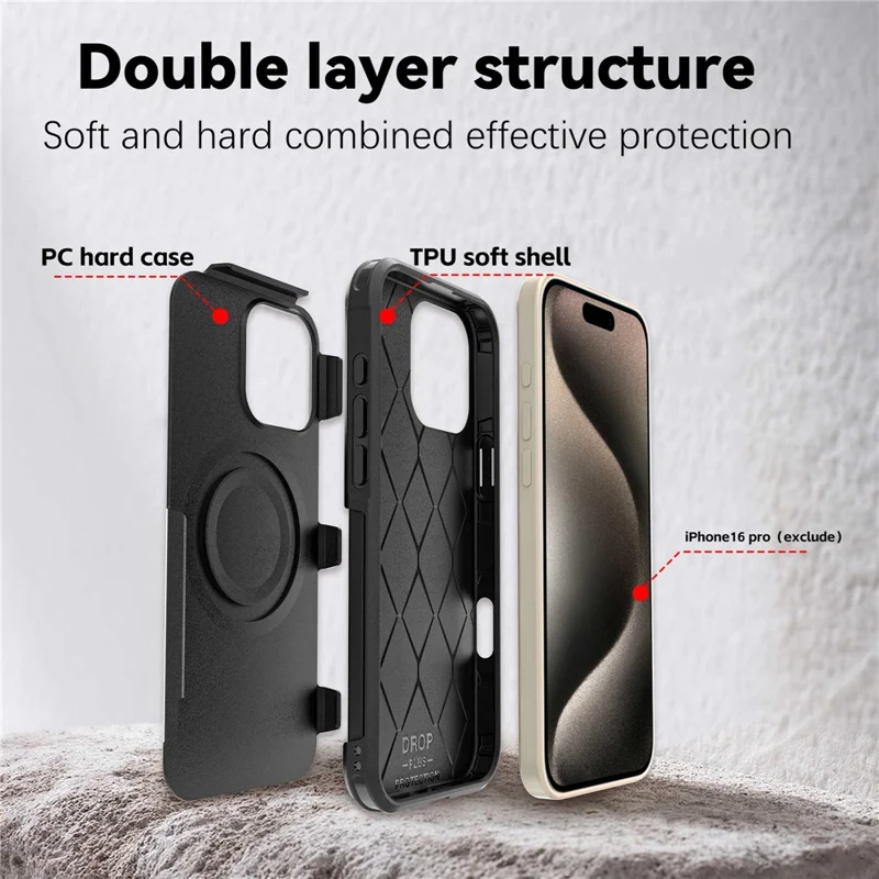 For iPhone 16 Pro Max Case Compatible with MagSafe PC + TPU Anti-drop Phone Cover