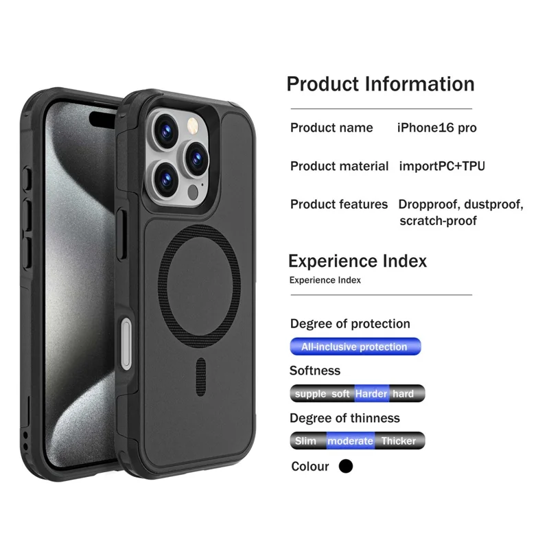 Capa para iPhone 16 Pro Compatível com MagSafe PC + Capa de Telefone Anti-queda de TPU