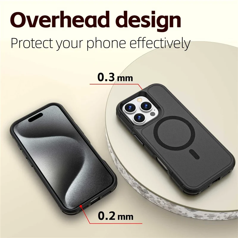 Capa para iPhone 16 Pro Compatível com MagSafe PC + Capa de Telefone Anti-queda de TPU
