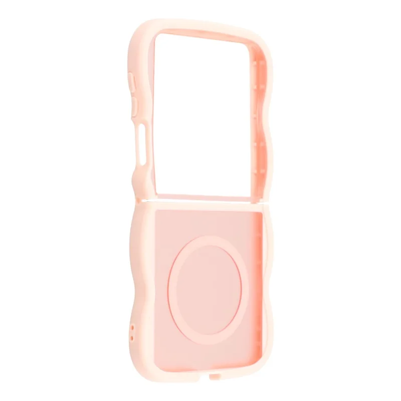 For Samsung Galaxy Z Flip7 5G Case Compatible with MagSafe TPU + PC Phone Back Cover Skin Touch Wave Shape - Pink