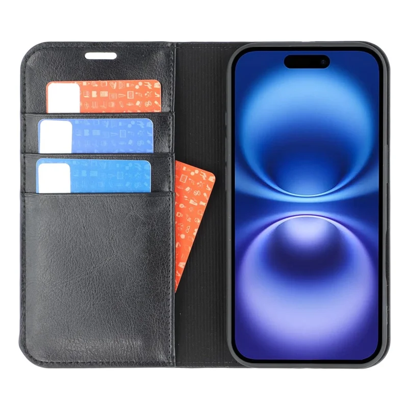 For iPhone 17 Stand Cases Genuine Split Leather Wallet Phone Cover Magnetic Closure