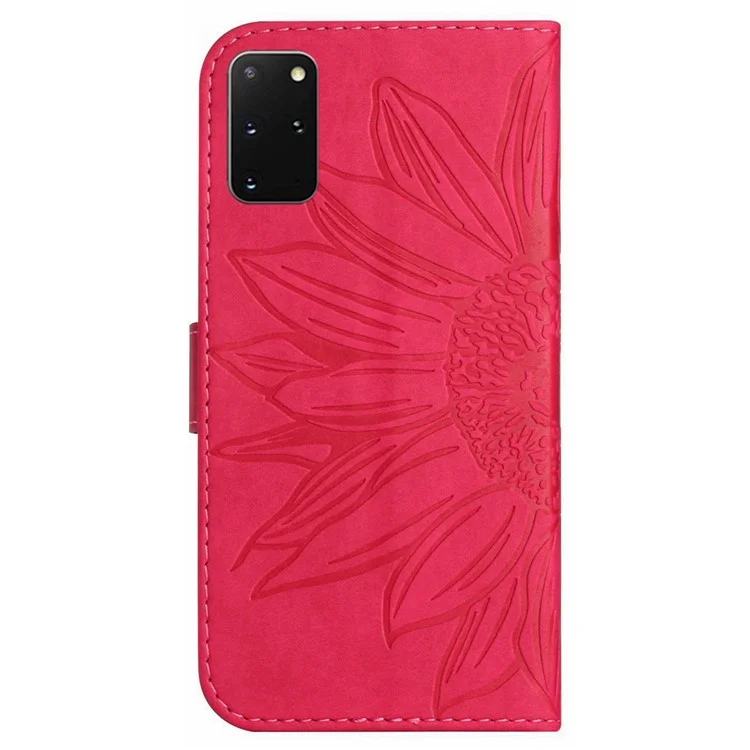 Gedruckter Sonnenblumen -telefonabdeckung Für Samsung Galaxy S20 Plus 4G / 5G, HT04 Skin-touch PU Leder Ständer Wallet Hülle Telefonschale Mit Schultergurt - Rose