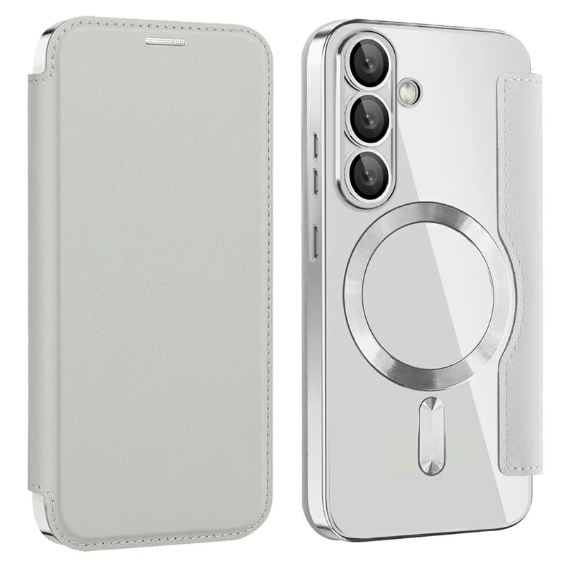 AMORUS For Samsung Galaxy A36 5G Magnetic Case RFID Blocking Card Holder Leather Phone Cover - Titanium Grey