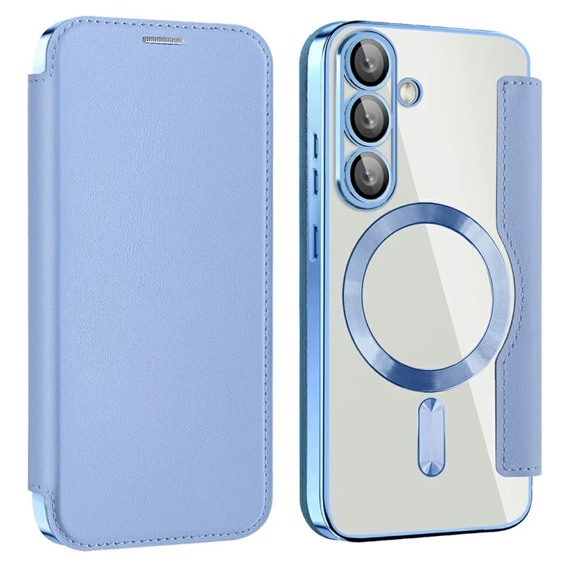 AMORUS For Samsung Galaxy A36 5G Magnetic Case RFID Blocking Card Holder Leather Phone Cover - Blue