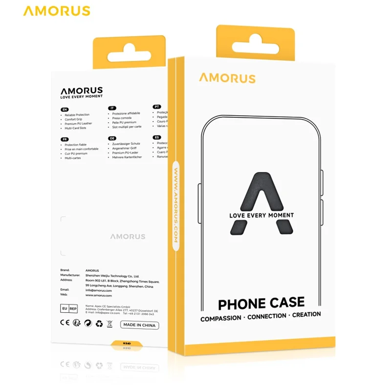 AMORUS voor iPhone 16e hoesje met koolstofvezelstructuur Geborsteld beschermend telefoonhoesje - Zwart