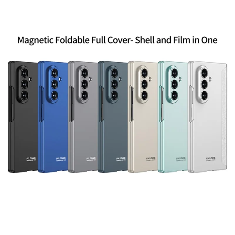 GKK Pour Samsung Galaxy Z Fold7 5G Étui avec Film d'écran transparent Protection de charnière magnétique Housse de téléphone - Argent