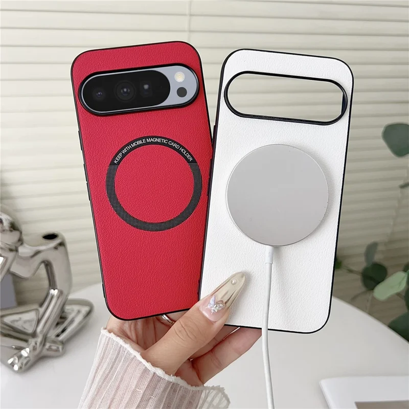 For Google Pixel 10 Pro XL Case Anti-Drop PU Leather + PC Cover Compatible with MagSafe - Red