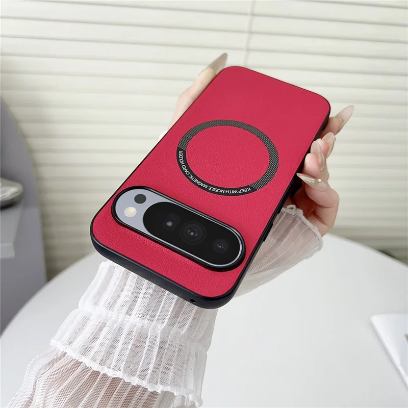 For Google Pixel 10 Pro XL Case Anti-Drop PU Leather + PC Cover Compatible with MagSafe - Red