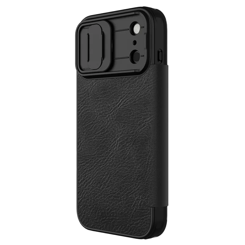 NILLKIN Qin Pro Series for iPhone 17 Pro Max Case with Card Slots Leather Phone Cover - Black
