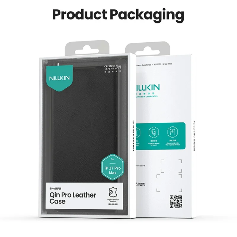 NILLKIN Qin Pro Series for iPhone 17 Pro Max Case with Card Slots Leather Phone Cover - Black