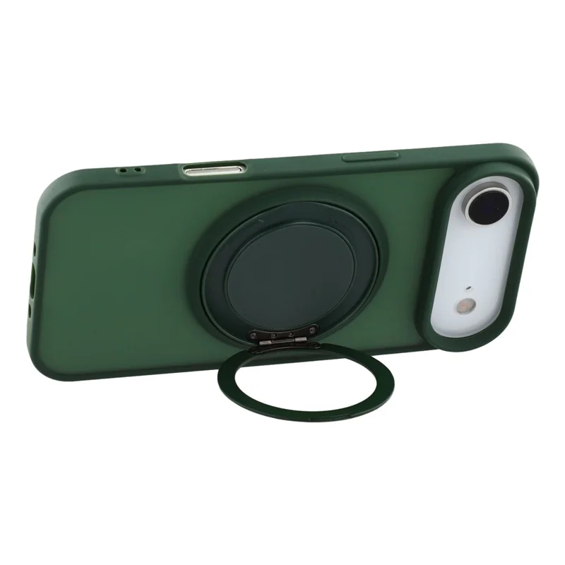 For iPhone Air Case Rotating Metal Kickstand Skin Touch TPU PC Phone Back Cover - Green
