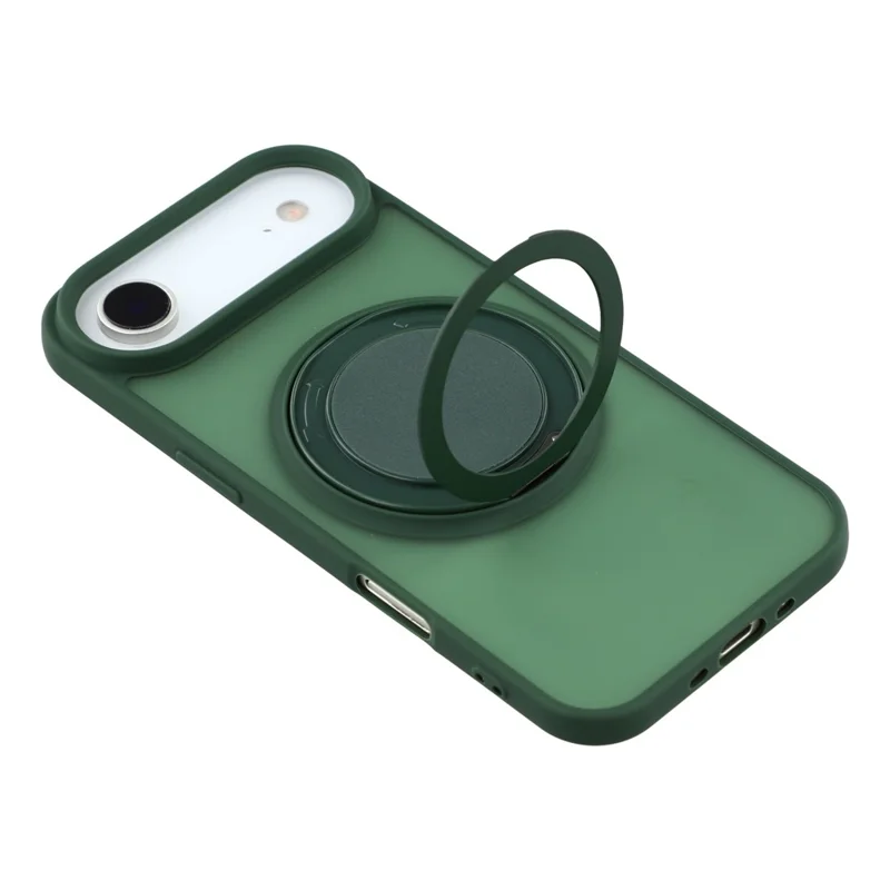 For iPhone Air Case Rotating Metal Kickstand Skin Touch TPU PC Phone Back Cover - Green