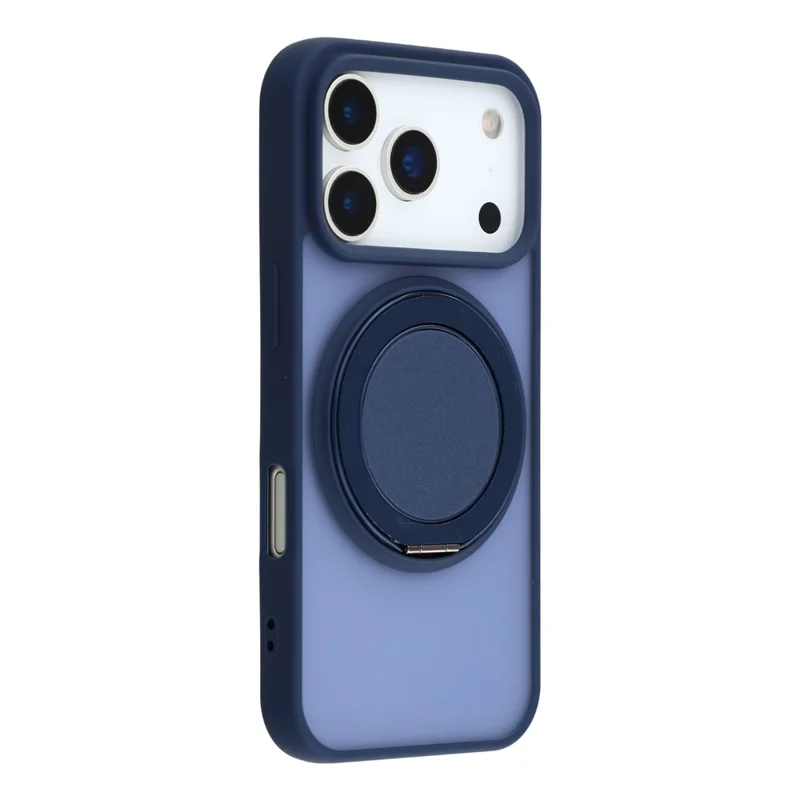 For iPhone 17 Pro Max Case Rotating Metal Kickstand Skin Touch TPU PC Phone Back Cover - Blue