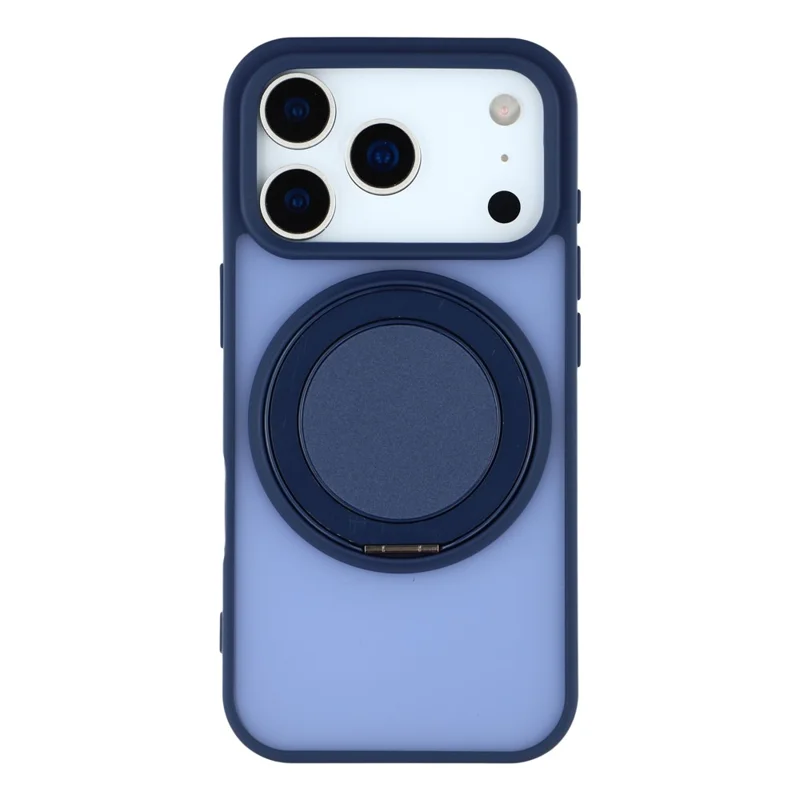 For iPhone 17 Pro Max Case Rotating Metal Kickstand Skin Touch TPU PC Phone Back Cover - Blue