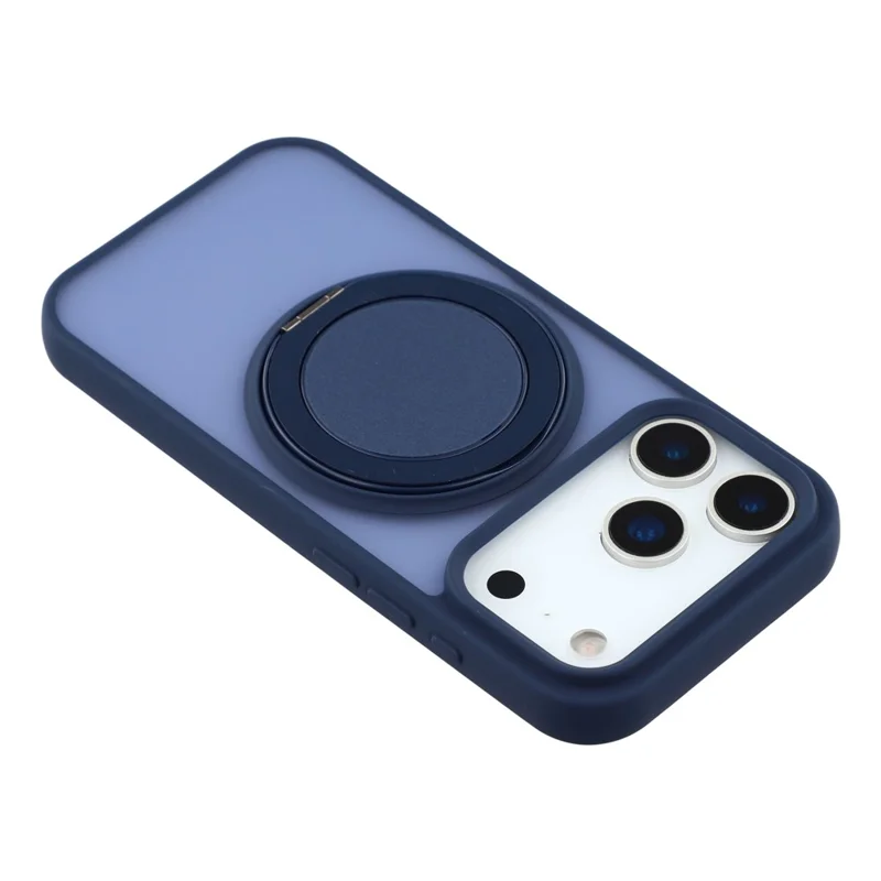 For iPhone 17 Pro Max Case Rotating Metal Kickstand Skin Touch TPU PC Phone Back Cover - Blue