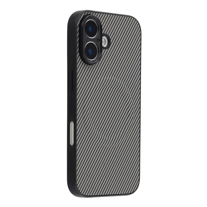 For iPhone 17 Magnetic Case Carbon Fiber Texture TPU PC Phone Back Cover - Grey