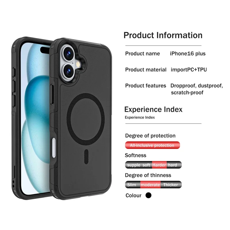 iPhone 16 Plus Hülle kompatibel mit MagSafe PC + TPU Stoßfeste Handyhülle