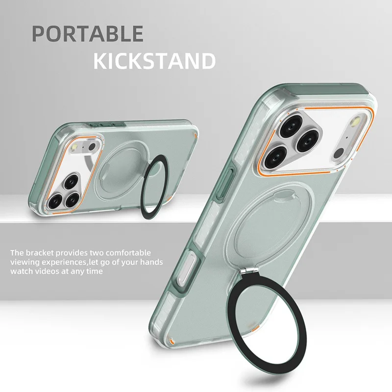 iPhone 17 Pro Max Magnetische Hülle mit Ständer TPU + PC stoßfeste Handyhülle - Mintgrün