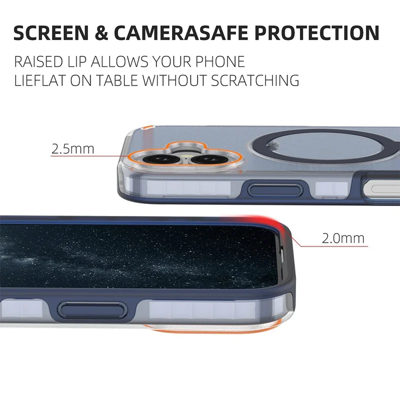 For iPhone 17 Magnetic Case with Kickstand TPU + PC Shockproof Phone Cover - Blue