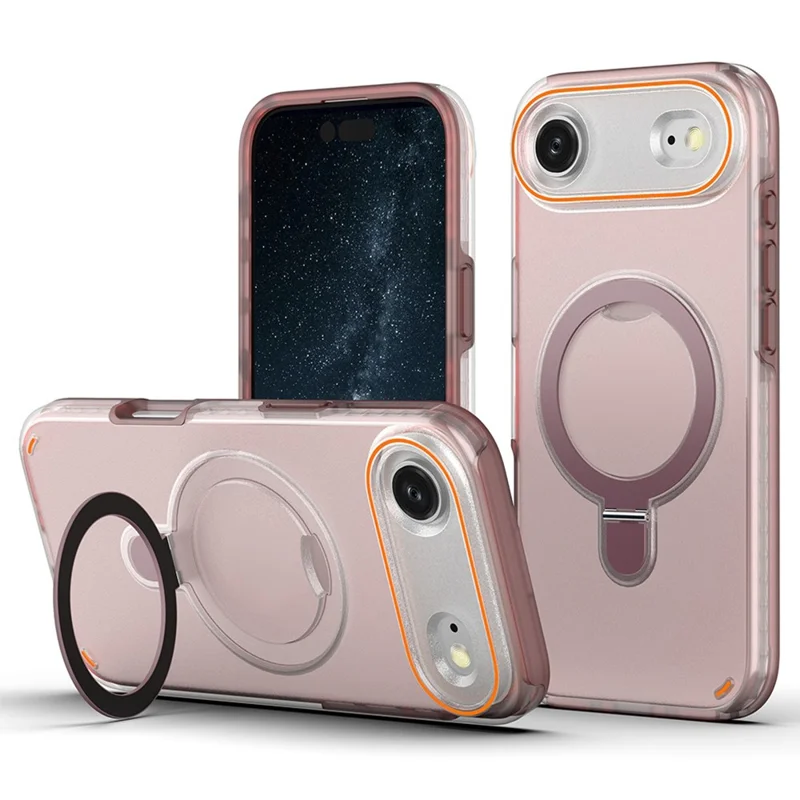 iPhone 17 Air Magnetische Hülle mit Ständer TPU + PC Stoßfeste Handyhülle - Pink