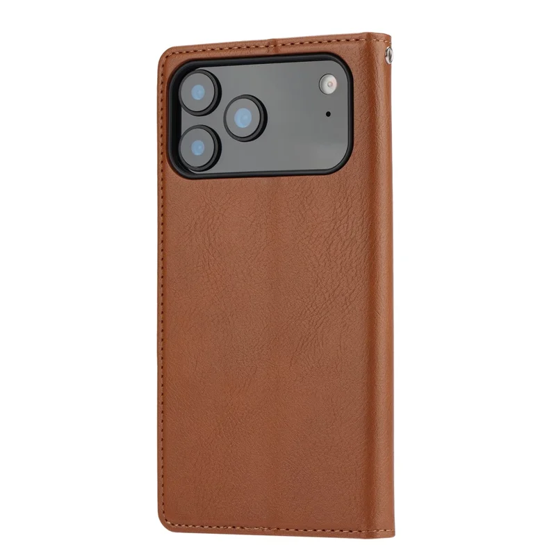 For iPhone 18 Pro / 17 Pro Cell Phone Case Magnetic Closing PU Leather Stand Cover - Light Brown