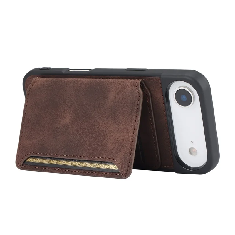 For iPhone Air Case Wallet Card Slot TPU + PU Leather Back Phone Cover - Coffee