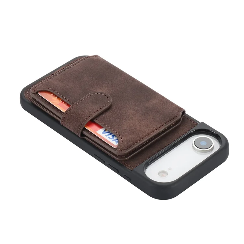 For iPhone Air Case Wallet Card Slot TPU + PU Leather Back Phone Cover - Coffee