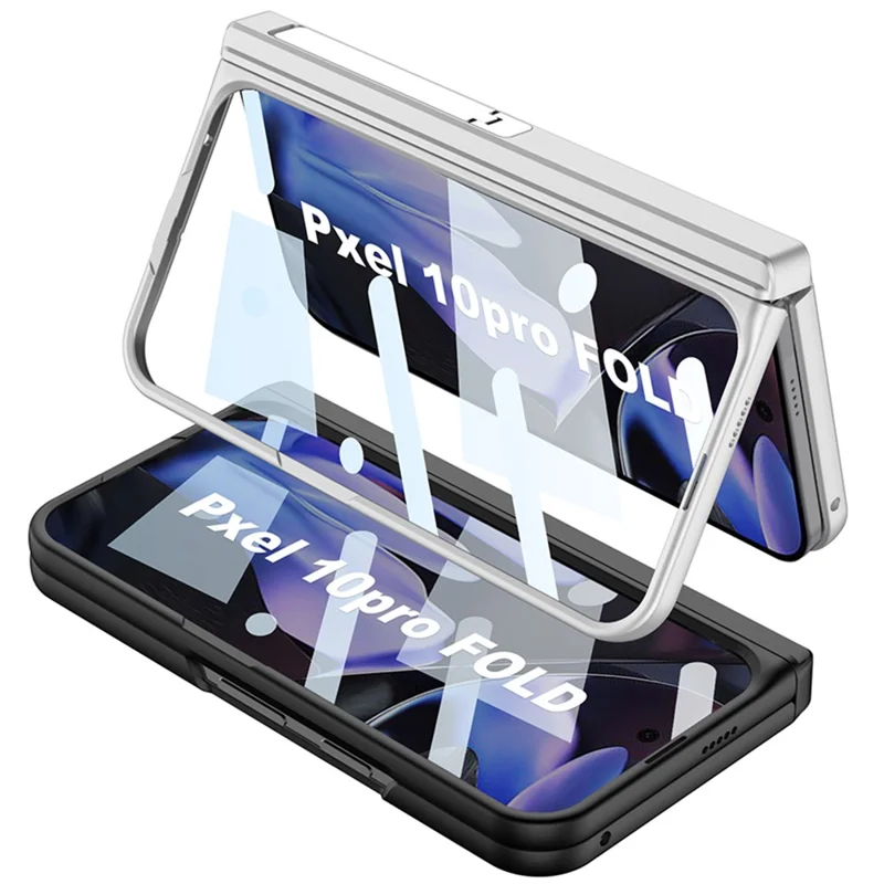 GKK For Google Pixel 10 Pro Fold Magnetic Case Hinge Protection PC + Tempered Glass Kickstand Phone Cover - Black